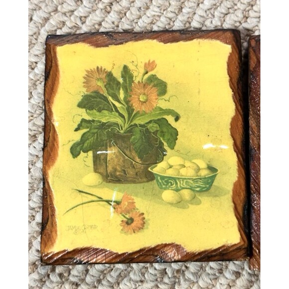 Vintage wood Apprx 4” X 3” Plaques Folk Art Faith Prayer Love - Picture 5 of 6